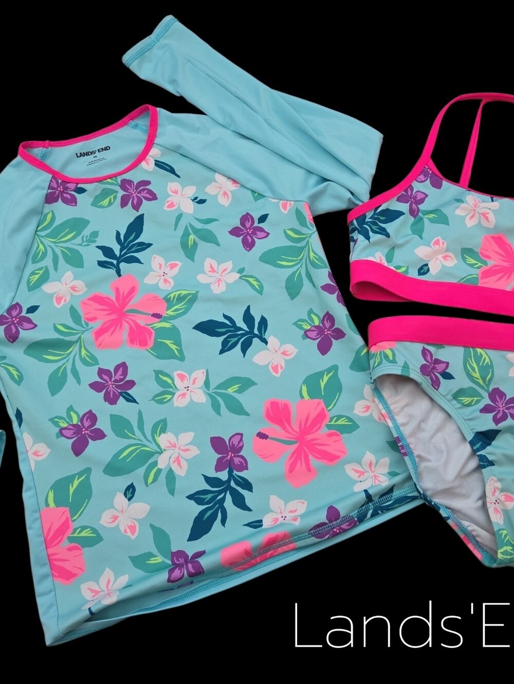 *1637 Land's End 3pc Swimsuit set Girls size 10
